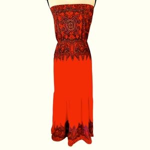 Language Womens Red/Black Strapless Maxi Dre’s (L)